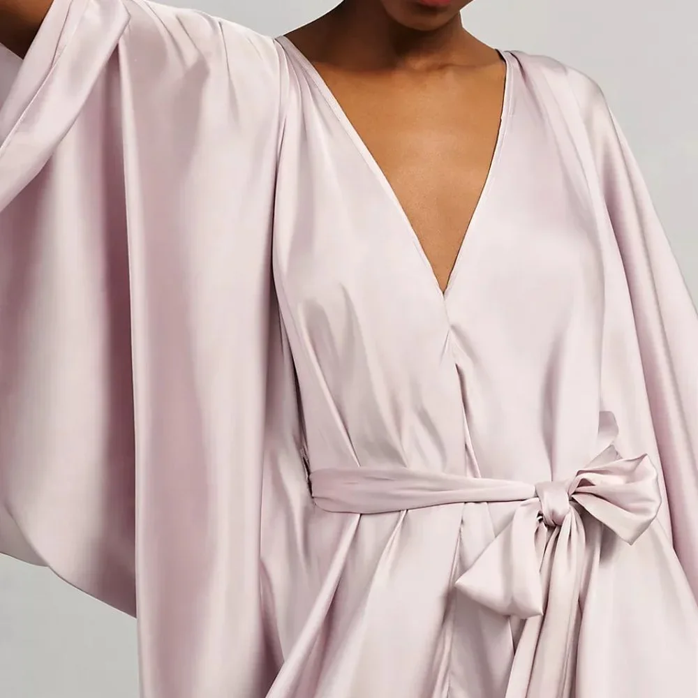 NWT Anthropologie Satin Tie Front Maxi Kaftan - Picture 3 of 8